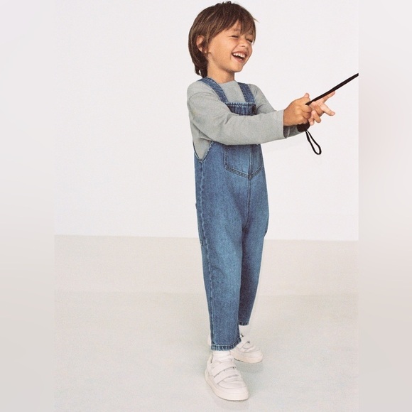 Zara Indigo Denim Jean Overalls Size 4-5 Years - Picture 3 of 11